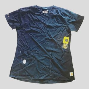 NWT Carhartt Scrub Top Womens Small Black Force Modern Fit Shirt Nurse Doctor